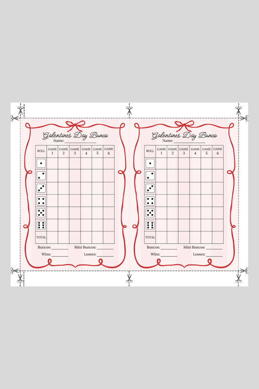 Galentine's Day Bunco Score Sheet