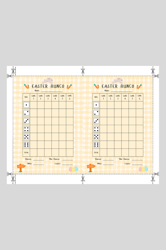 Easter Bunco Score Sheet