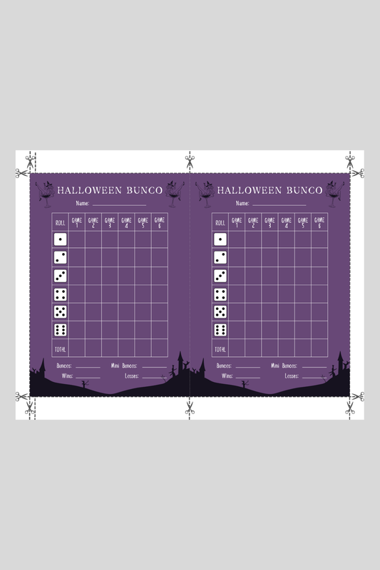 Halloween Bunco Score Sheet One