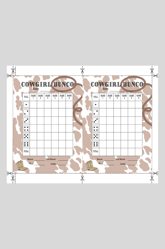 Cowgirl Bunco Score Sheet