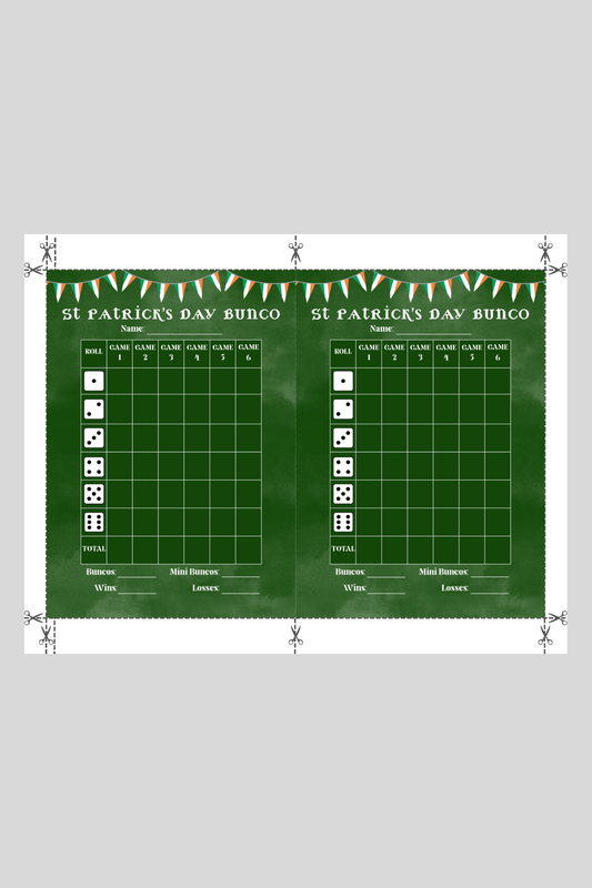 St. Patrick's Day Bunco Score Sheet One