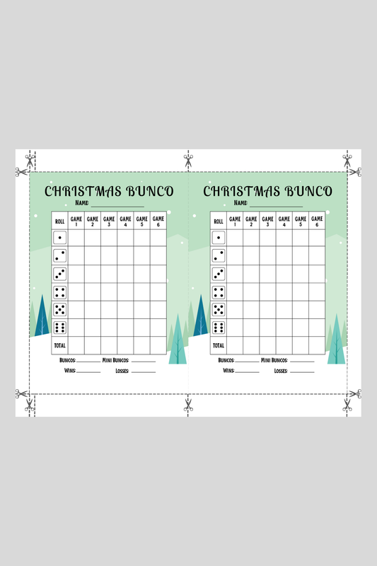 Christmas Bunco Score Sheet