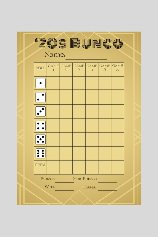 '20s Bunco Score Sheet