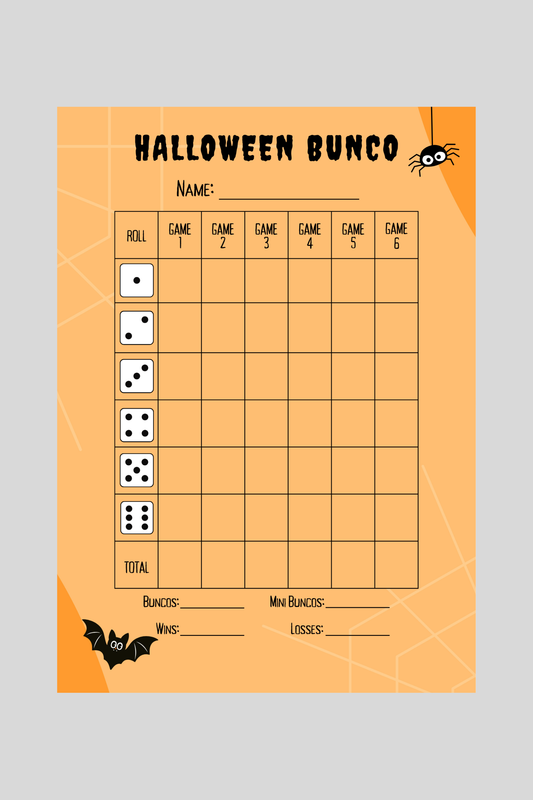 Halloween Bunco Score Sheet Two