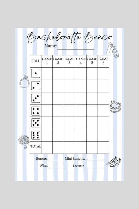 Bachelorette Bunco Score Sheet