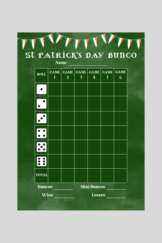 St. Patrick's Day Bunco Score Sheet One