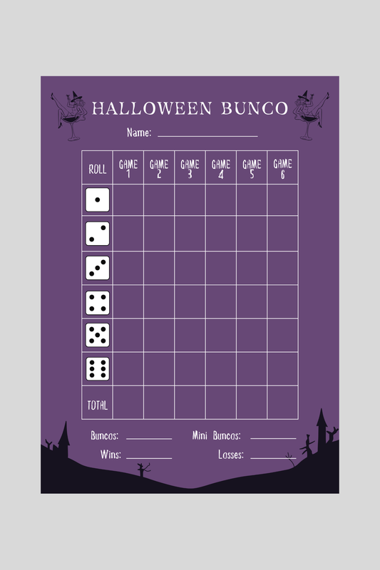 Halloween Bunco Score Sheet One