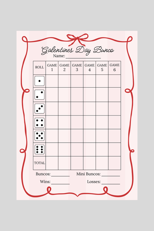 Galentine's Day Bunco Score Sheet