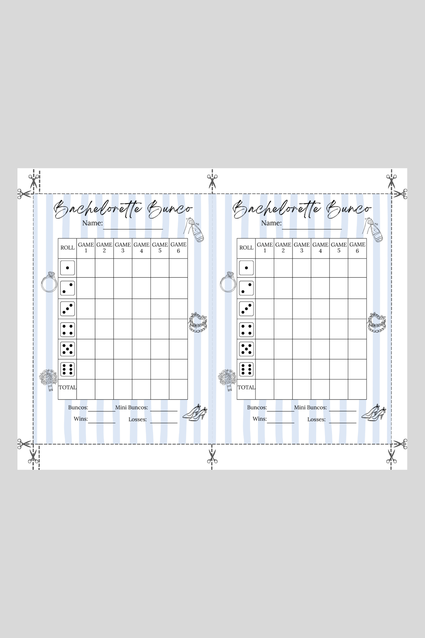 Bachelorette Bunco Score Sheet