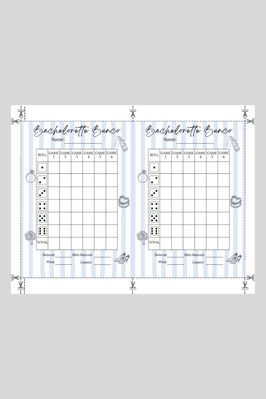 Bachelorette Bunco Score Sheet