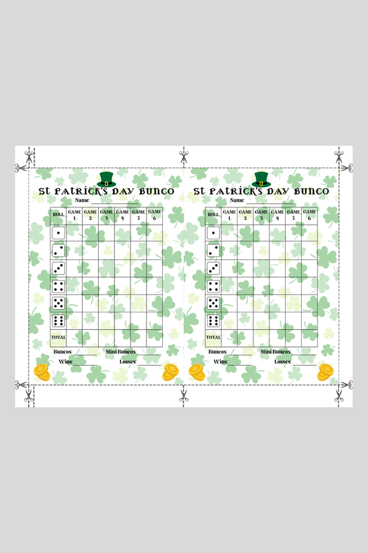 St. Patrick's Day Bunco Score Sheet Two