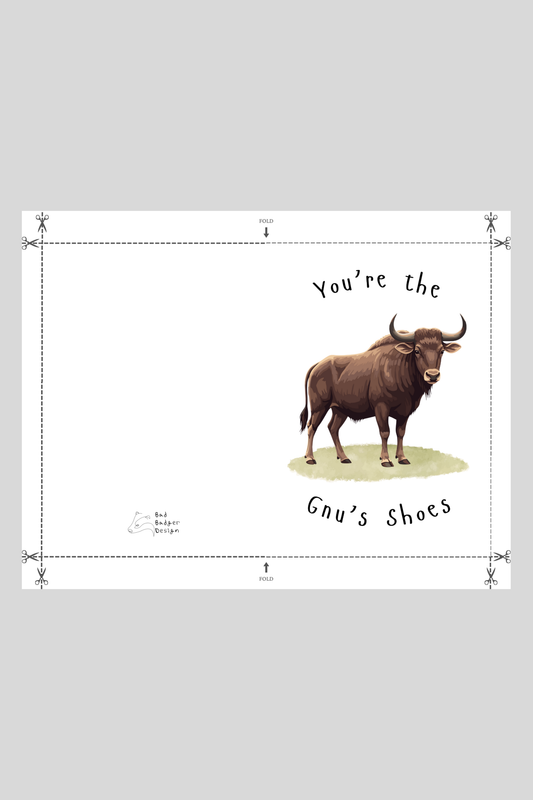 Gnu's Shoes Greeting Card